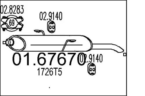 глушитель задняя часть Peug 01.67670 MTS