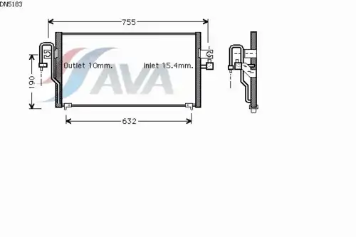 Радиатор кондиционера (конденсатор) AVA DN5183