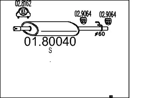 глушитель задняя часть MB 01.80040 MTS