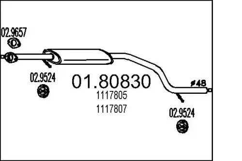 глушитель средняя часть Ford 01.80830 MTS