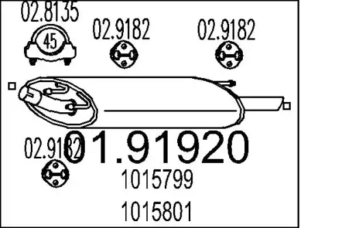 глушитель задняя часть Ford 01.91920 MTS