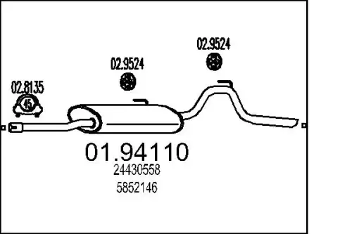 глушитель задняя часть Opel 01.94110 MTS