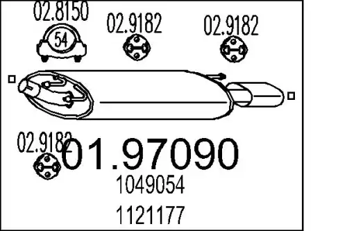 глушитель задняя часть Ford 01.97090 MTS