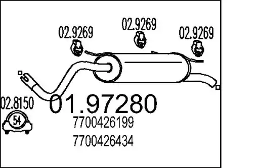 глушитель задняя часть Ren 01.97280 MTS