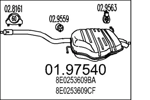 глушитель задняя часть Audi 01.97540 MTS