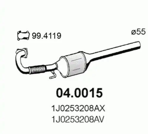 катализатор глушителя VW 04.0015 ASSO