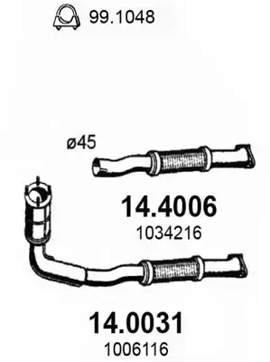 Гофра глушителя ASSO 14.4006 L= d=