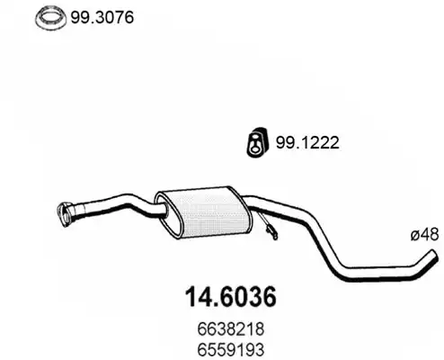 Резонатор глушит. Ford Escort 1.6 90 14.6036 ASSO