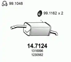 глушитель задняя часть Ford 14.7124 ASSO