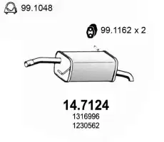глушитель задняя часть Ford 14.7124 ASSO