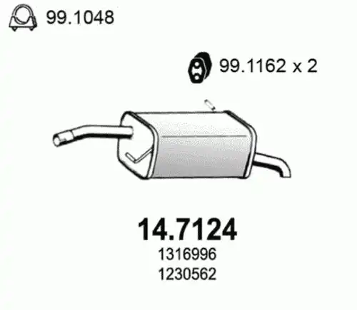 глушитель задняя часть Ford 14.7124 ASSO
