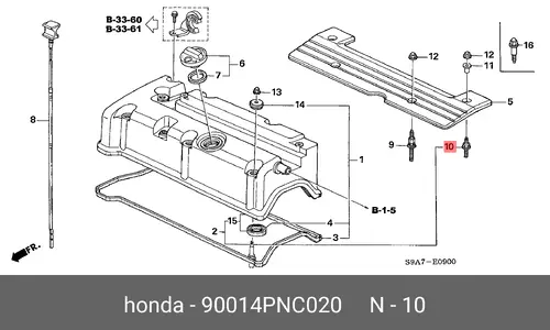BOLT,STUD 2,6X23. 90014PNC020 HONDA