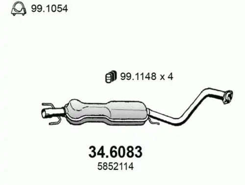 Глушитель средняя часть 34.6083 ASSO