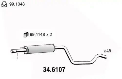 Глушитель средняя часть 34.6107 ASSO