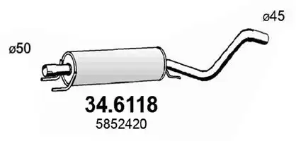 Глушитель средняя часть 34.6118 ASSO