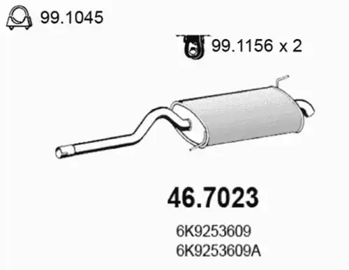 Глушитель (задняя часть) 46.7023 ASSO