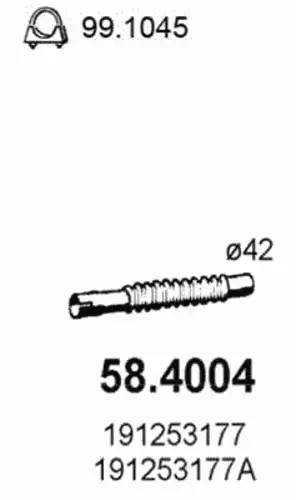 Гофра глушителя ASSO 58.4004 L= d=