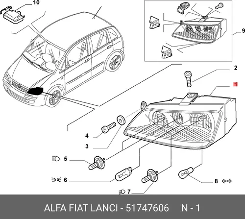 Фара FIAT 51747606