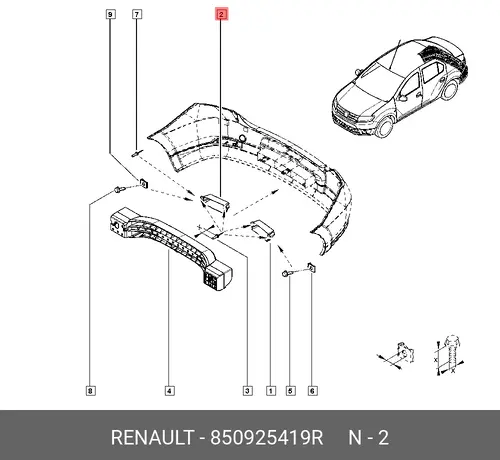 Абсорбер-усилитель бампера RENAULT 850925419R