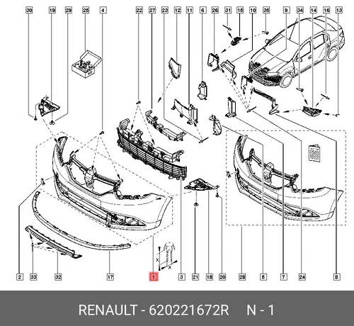 FASCIA ASSY-FR BM 620221672R RENAULT