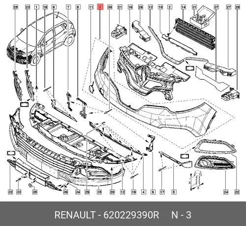 БАМПЕР 620229390R RENAULT