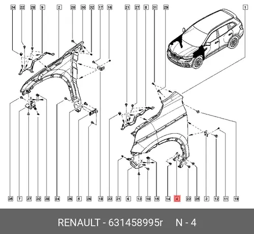 КРОНШТЕЙН КУЗОВНОЙ 631458995R RENAULT