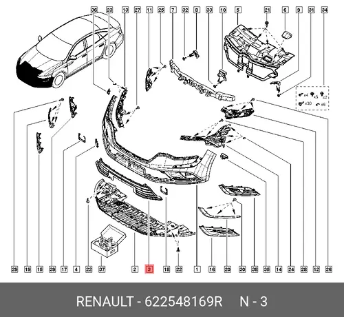 Решетка радиатора RENAULT 622548169R