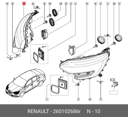 Фара RENAULT 260102686R
