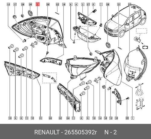 Фонарь задний RENAULT 265505392R