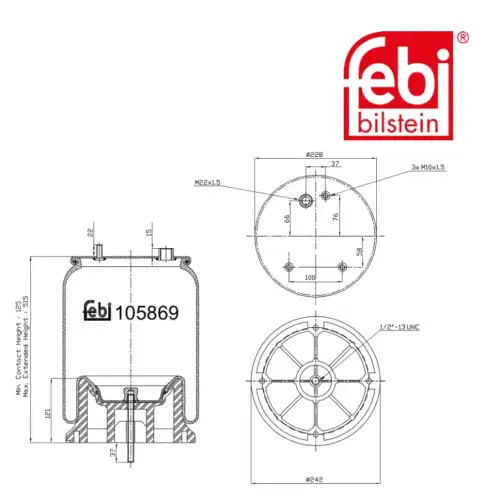 for lifting axle, with plastic piston 105869 FEBI