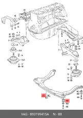 сайлентблок подрамника пер.!\ Audi 80 V5 <92, VW Passat V5 81-88 893199415A VAG