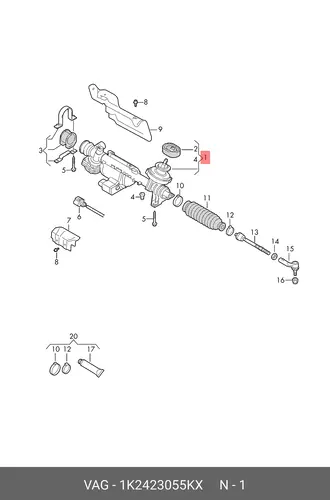 Рулевая рейка VAG 1K2423055KX