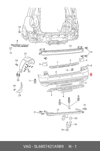 Облицовка 5L6807421A9B9 VAG