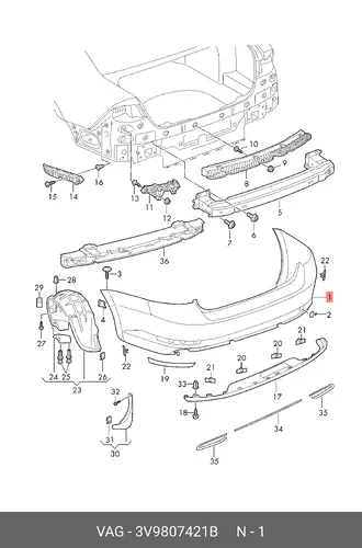 Облицовка бампера 3V9807421B VAG