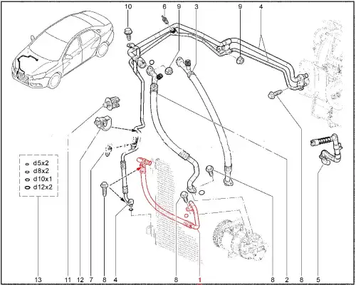  ТРУБОПРОВОД КОНДЕНСАТОРА В СБОРЕ 8450008022 LADA