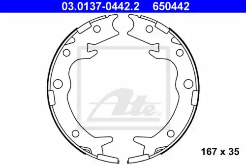Тормозные колодки барабанные задняя ось ATE 03.0137-0442.2