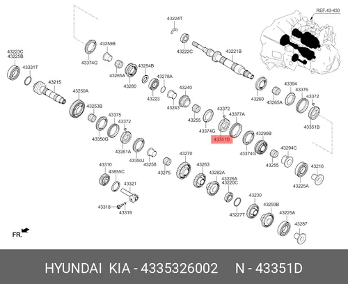 Шестерня КПП KIA 4335326002