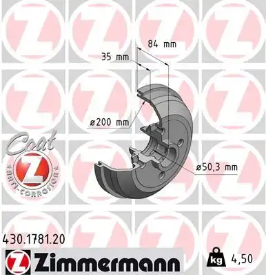 Тормозной барабан ZIMMERMANN 430.1781.00