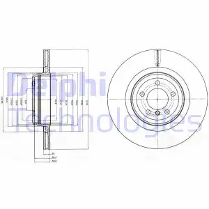 Тормозной диск DELPHI BG9916 вентилируемый , задняя ось