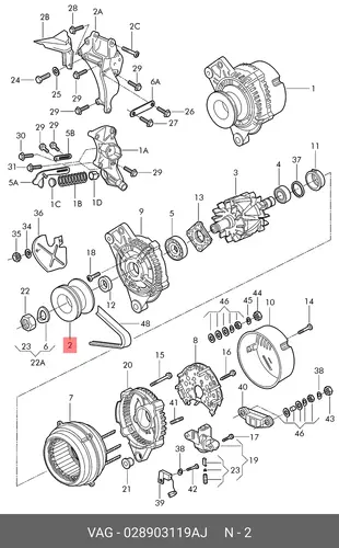 шкив генератора VW 028 903 119 AJ VAG
