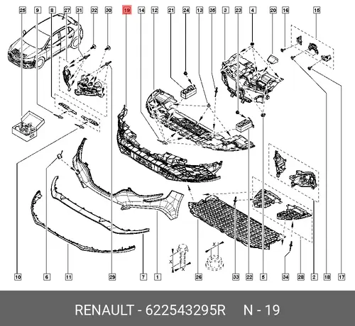 Решетка радиатора RENAULT 622543295R