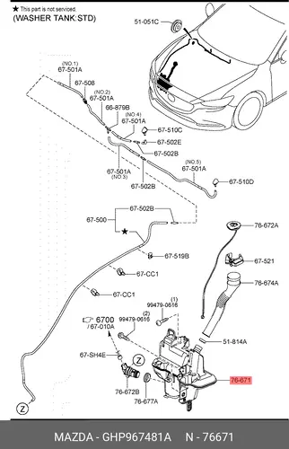 бачок омывателя!\ Mazda 3 13> GHP967481A