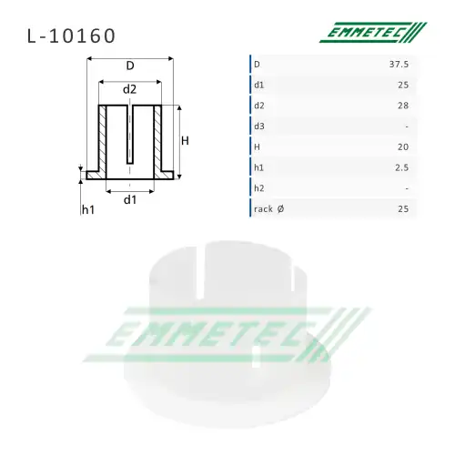 L-10160 Втулка уплотнительная 25.00/28.00/37.50x2.50/20.00 тип 5В EMMETEC