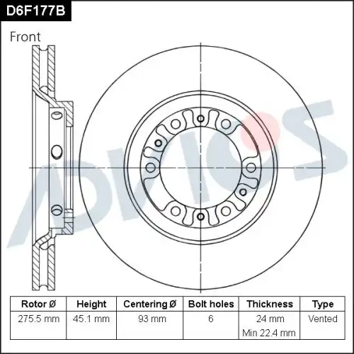 Тормозной диск ADVICS D6F177B