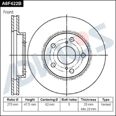 Тормозной диск ADVICS A6F422B