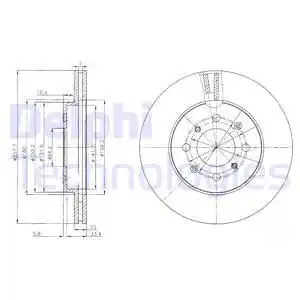 Тормозной диск DELPHI BG4148C вентилируемый , передняя ось