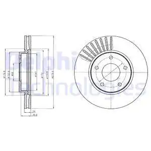 Тормозной диск DELPHI BG4282C вентилируемый , передняя ось