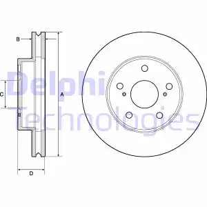 Тормозной диск DELPHI BG4758C вентилируемый , передняя ось