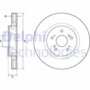 Тормозной диск DELPHI BG4808C вентилируемый , передняя ось