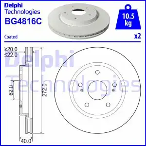 Тормозной диск DELPHI BG4816C вентилируемый ,